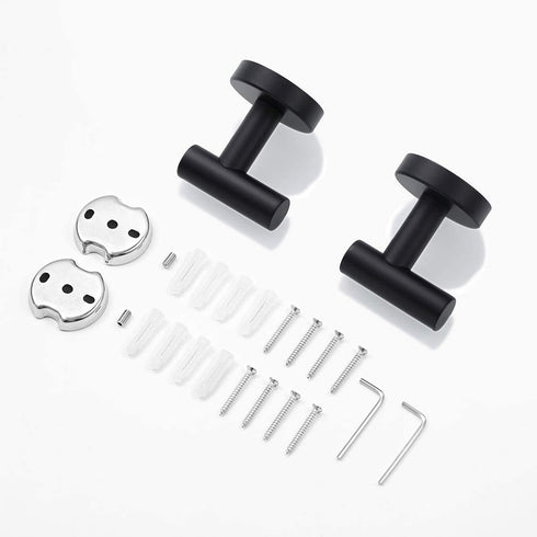 Haitis Towel Hooks Robe Hook Heavy Duty Wall Hooks Stainless Steel Coat Clothes Hook for Bathroom Kitchen Bedroom Garage Hotel Wall Mounted 4 Pack (Black)