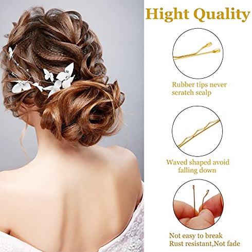 Laicky Bobby Pins, 200Count Blonde Hair Pins Hairpins with Box for Women Lady Girls Kids Hair Pin Invisible Wave Hairgrip Barrette Hairclip Bulk Hair Accessories (Blonde,2.2 Inch)