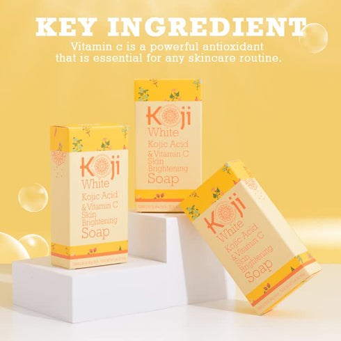 Koji White Kojic Acid & Vitamin C Brightening Soap for Face, Diminishes Dark Spots, Smooth And Soft Complexion, Paraben Free, Not Tested on Animals and Dermatologist Tested, 2.82 oz (2 Bars)