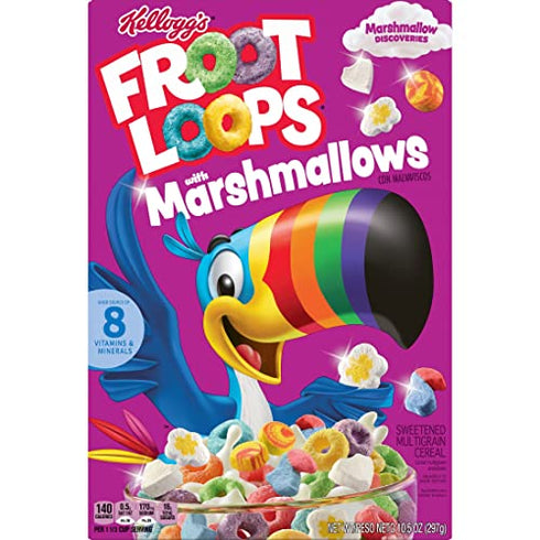Kellogg’s Froot Loops Breakfast Cereal with Marshmallows, Fruit Flavored, Breakfast Snacks with Vitamin C, Original with Marshmallows, 10.5oz Box (1 Box)