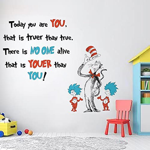 Runtoo Inspirational Quotes Wall Decals Today You are You Kids Wall Stickers Baby Nursery Bedroom Classroom Wall Decor