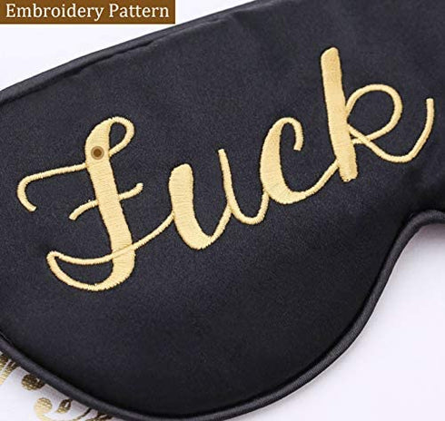 Coucoland Funny Silk Satin Sleeping Eye Mask Eye Cover for Sleep Adjustable Head Straps with Two Ear Plugs (Gold)