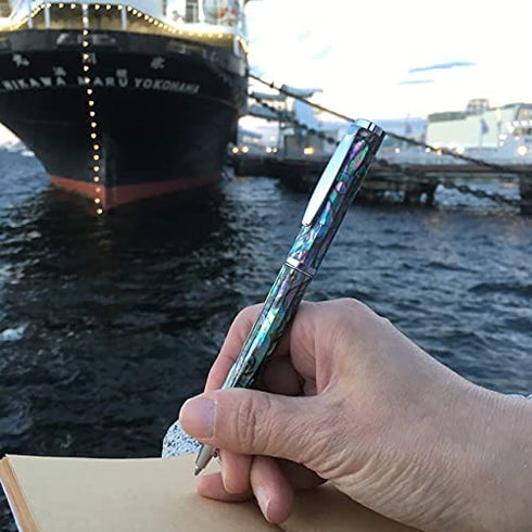 LACHIEVA luxury Handcrafted Shell Abalone Metal Ballpoint Pen Compatible with Germany Schmidt P900M Refill, Best Gift for Writing (Blue and Black 2 Refills), Nice Pen for Men & Women and Christmas