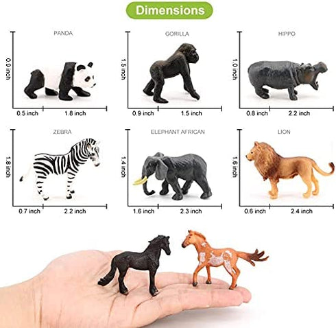 Volnau Mini Safari Animal Toys Figures 12PCS Wild Figurines Miniature for Toddlers Kids Christmas Birthday Gift Plastic Preschool Pack
