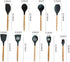 ONMIER Kitchen Cooking Utensils Set, 9 pcs Non-stick Silicone Cooking Kitchen Utensils Spatula Set,BPA Free Wooden Handle Silicone Kitchen Gadgets Utensil Set (Grey)