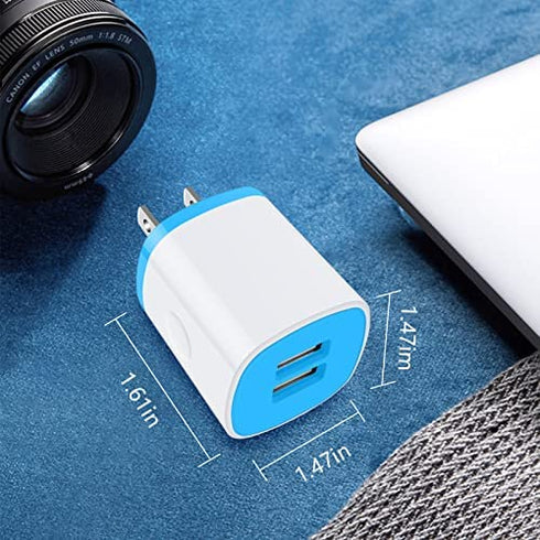 USB Charger Wall Plug, iPhone Charger Box,AndHot 5Pack Home Travel 2.1Amp Dual Port Fast Wall Charger Quick Charging Block Cube Brick for iPhone 14 13 12 11 Pro Max SE XR X 8 7 6,iPad,Samsung,Android