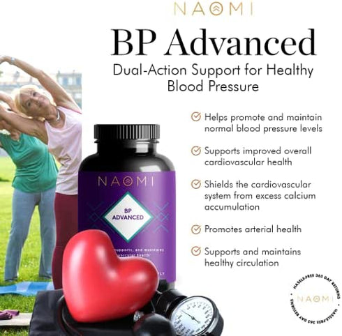 NAOMI BP Advanced, Healthy Blood Pressure Support Supplement and Cholesterol Lowering Supplement, Olive Leaf Extract 1000mg and K Vitamin 180mcg - Vitamin K, Olive Leaf Organic