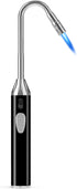 Butane Lighter Long Lighter Refillable Lighter for Grill BBQ Gas Fireplace Fire, Black(Butane Not Included)