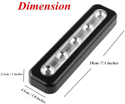 Pack of 4, WeFoonLo DIY Stick on 5 LED Touch Tap Lights Battery Powered Push Night Light for Closets, Cabinets, Cupboard, Hallway, Stairs, Attics, Garages, Car, Sheds, Storage Room (Black)