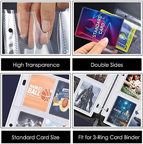 4-Pocket Baseball Card Sleeves Trading Card Binder Sleeves, 320 Pockets Double Sided Baseball Card Protectors Plastic Card Holder Fit for Trading Cards, Sport Cards (Each Page 6.1 × 7.8 inches)