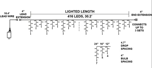 Joiedomi 416 LEDs 30Ft Halloween Icicle Lights, Orange Purple Halloween Lights Decoration, Black Wire Curtain Fairy String Lights for Halloween Indoor Outdoor Patio Garden Holiday Decor