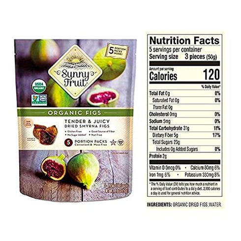 Sunny Fruit Organic Figs, Organic Figs Tender and Juicy Dried Smyrna Figs