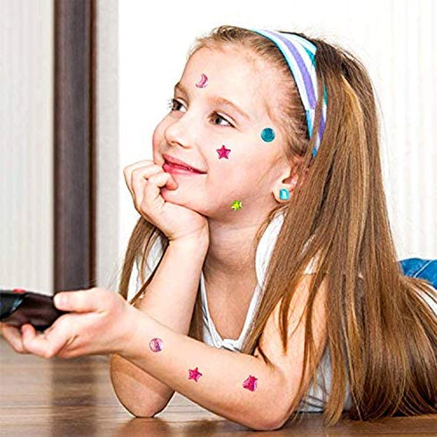 SAVITA 2000+ Stick on Earrings 3D Gem Stickers Glitter Sparkle Crystal Stickers Sticker Earrings for Girls Kids Children Multiple Colors & Shapes (4 Sheet)