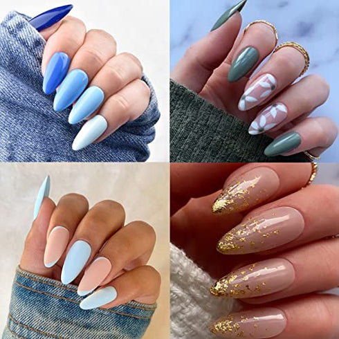 UNA GELLA Almond Fake Nails 500pcs Almond Press on Nails Pre-shape Almond Gel Nail Tips for Full Cover Acrylic Almond Nails French False Nails For Nail Extension Nail Art, Home DIY Nail Salon 12 Sizes False Gelly Tips