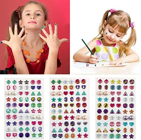 AUGSUN 240 Piece Sticker Earrings 3D Gems Sticker Girls Sticker Earrings Self-Adhesive Glitter Craft Crystal Stickers