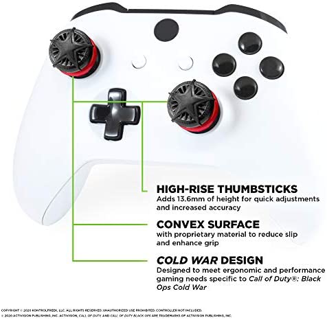 KontrolFreek Call of Duty: Black Ops Cold War Performance Thumbsticks for Xbox One and Xbox Series X | 2 High-Rise, Convex | Black/Red