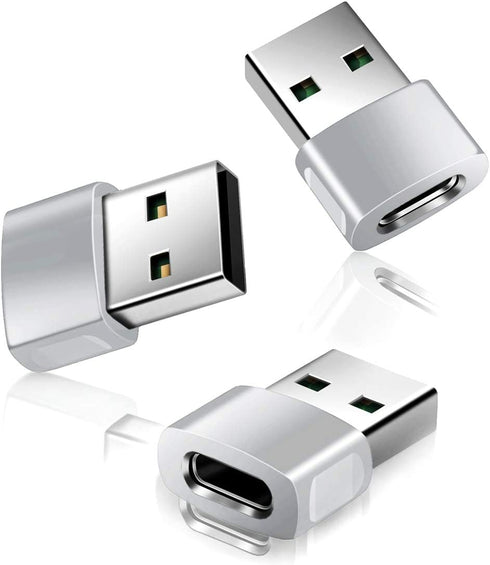 Basesailor USB to USB C Adapter 3 Pack,Zinc Alloy Type C Female to A Male Charger Block-Converter for iPhone 12 13 14 Pro Max,Airpods,iPad 8 10 Air 4 5 Mini 6,Samsung Galaxy Z Fold Flip S23 A53 Watch