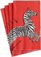 Caspari Zebras Paper Guest Towel Napkins in Red - Two Packs of 15
