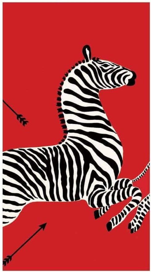 Caspari Zebras Paper Guest Towel Napkins in Red - Two Packs of 15