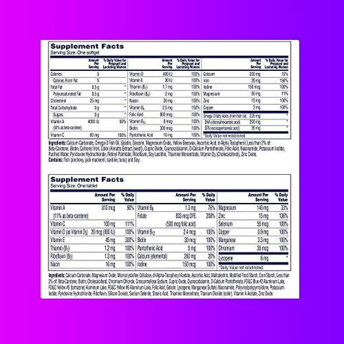 One A Day Men's & Women's Pre-Pregnancy Multivitamin including Vitamins A, Vitamin C, Vitamin D, B6, B12, Folic Acid & more, 30+30 Count, Supplement for Before, During, and Postnatal