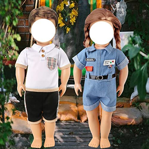 6 Sets Fashion 18 Inch Boy Doll Clothes Casual Wear Plaid Jacket Pants Sportswear Outfits with Tuxedo Suits for 18" Doll Accessories