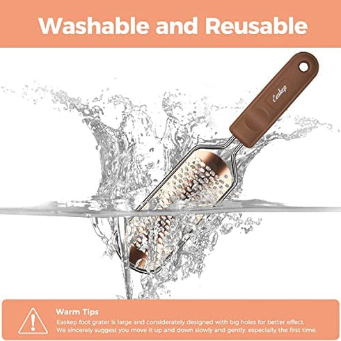 Foot File Foot Scrubber Pedicure - Callus Remover for Feet Easkep Professional Foot Grater Rasp Foot Scraper Corns Callous Removers Dry Skin Cracked Dead Skin Remover for Dry and Wet Feet (Golden)