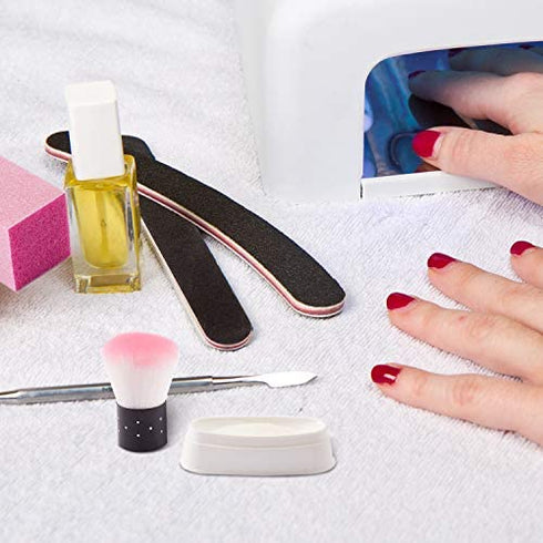 10 Pieces French Dip Nail Tray Nail Dip Tray Nail Files and Buffer Set, Includes French Nail Dipping Powder Container, Nail Dust Brush, 4 Nail File Emery Board, 4 Nail Buffer Block for Manicure