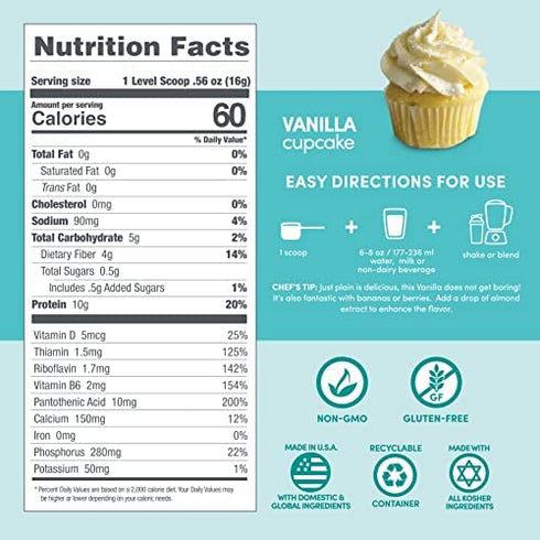 Designer Protein Lite, Vanilla Cupcake, 9.03 Ounce, Low Calorie Protein Powder