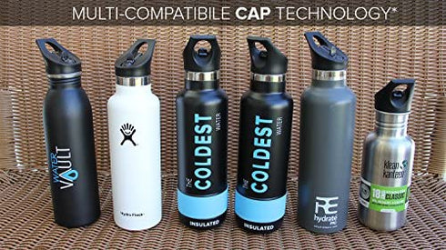 Coldest Standard Size Mouth Hydro Sports Straw Cap Flip Top Lid - Multi-Compatible with Standard Flask Mouth Size Stainless Steel Water Bottles 1.0