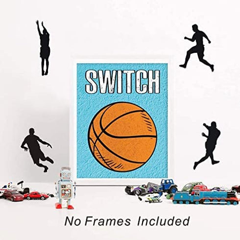 CHDITB Unframed Sports Themed Wall Art Print Modern Balls Art Picture, Set of 4 (8" x10" ) Canvas Gym Ball Posters For Boy Room Nursery Sport Room Decor, Basketball Boys Gift For Man