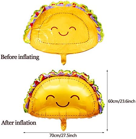 10 Pieces Taco Mylar Balloons Taco Foil Balloons Gold Taco Balloons for Birthday Wedding Baby Shower Mexican Fiesta Theme Party Decoration