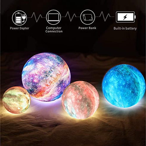 Moon Lamp, Night Light, LOGROTATE 16 Colors Galaxy Lamp 3D Printing Kids Moon Light with Stand/Remote Control/Touch/USB Rechargeable, Moon Night Light for Kids Baby Friends Family Gifts (4.8 inch)