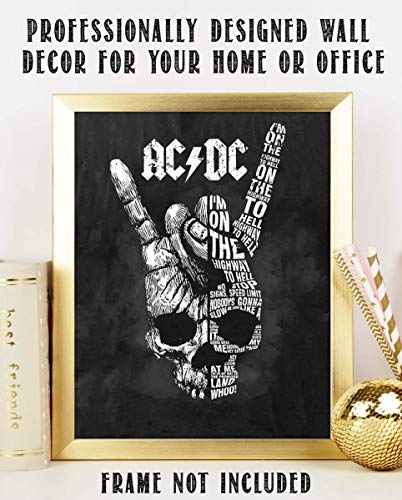 AC~DC Band Song Art Poster"Highway To Hell"- 8 x 10 Wall Print- Ready To Frame. Iconic Rock Song Poster Print. Home-Studio-Bar-Dorm-Man Cave Decor. Perfect Gift For All AC/DC Fans.