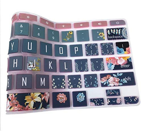 SANFORIN Silicon Keyboard Cover Skin for HP Chromebook 11 x360 11.6", Chromebook 11 G2/G3/G4/G5/G6 EE/G7 EE 11.6’’, HP Chromebook 14-ca 14-ak 14-X Series,HP Chromebook 14 G2 G3 G4,Red Flower