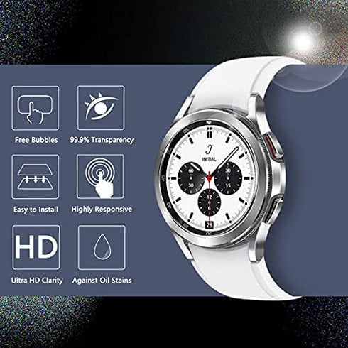 (4 Pack) Orzero Compatible for Samsung Galaxy Watch 4 Classic 42mm, Watch 3 (41mm), Watch (42mm) Tempered Glass Screen Protector, 2.5D Arc Edges 9 Hardness HD Bubble-Free (Lifetime Replacement)