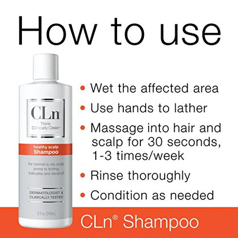 CLn® Shampoo for Scalp Prone to Folliculitis, Dermatitis, Dandruff, Itchy and Flaky Scalp (8 oz)