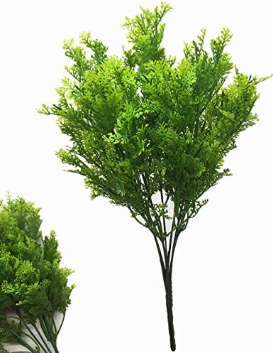 CATTREE Artificial Shrubs Bushes, Plastic Fern Leaves Simulation Faux Grass Realistic Fake Plants Wedding Indoor Outdoor Home Garden Verandah Kitchen Table Centerpieces Arrangements Decoration 4 pcs