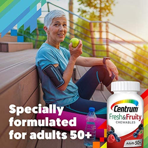 Centrum Adults 50+ Fresh & Fruity Chewables Multivitamin / Multimineral Supplement (60 ct) Mixed Berry
