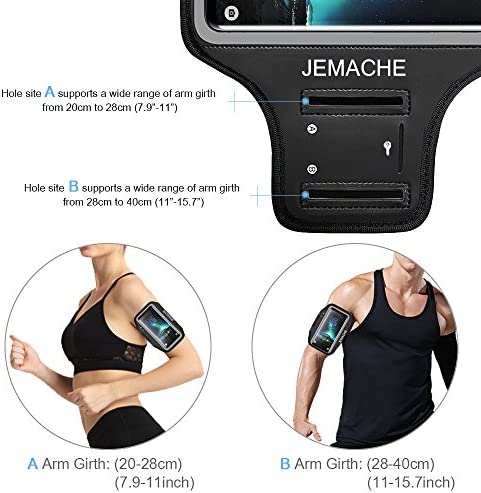 Galaxy S10+ S9+ S8+ Armband, JEMACHE Gym Running Workouts Arm Band for Samsung Galaxy S10 Plus/S9 Plus/S8 Plus with Key Holder (Black)