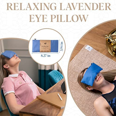 Lavender Eye Pillow 2-in-1 - Eye Pillow for Sleeping - Microwaveable Weighted Eye Pillow - Meditation and Relaxation Gift - with Flaxseed & Lavender Seeds - Stress Relief Anxiety and Migraine Relief