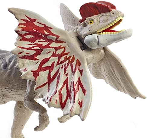 Jurassic World Fierce Force Dilophosaurus Dinosaur Action Figure Movable Joints, Realistic Sculpting & Single Strike Feature, Kids Gift Ages 3 Years & Older