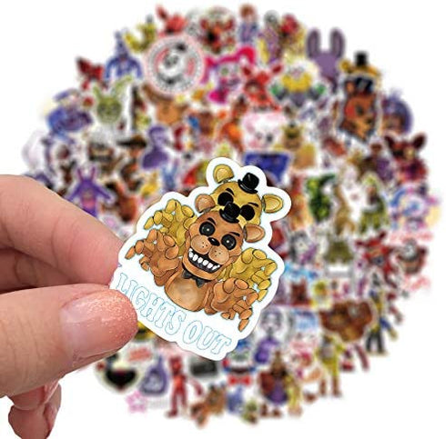 100pcs Five Nights at Freddy's Vinyl Skateboard Guitar Travel Case Sticker Door Laptop Luggage Car Bike Bicycle Stickers (Five Nights at Freddy's)