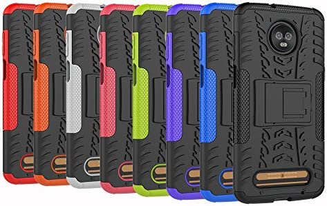 Yiakeng for Moto Z3 Case, Moto Z3 Play Case, Dual Layer Shockproof Slim Protective with Kickstand Hard Phone Case Cover for Motorola Moto Z3 (Purple)