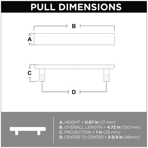Franklin Brass P40845K-117-C Simple Chamfered Kitchen or Furniture Cabinet Hardware Drawer Handle Pull, 3-3/4-Inch (96mm), Brushed Brass, 10-Pack
