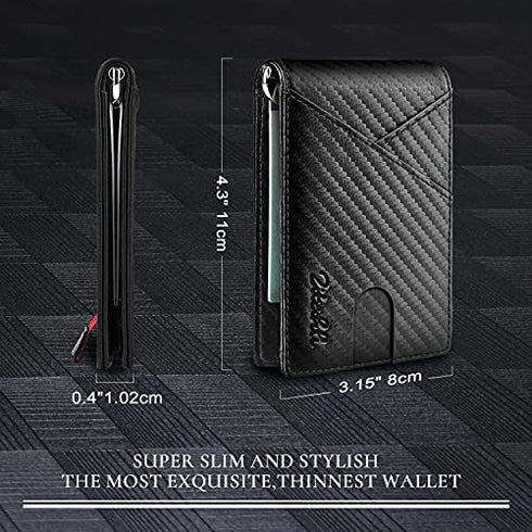 Zitahli Mens Slim Wallet with Money Clip RFID Blocking Bifold Credit Card Holder for Men with ID Window and Gift Box, Fitting up to 10 Cards
