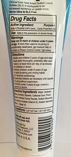 Verve Ultra SLS-Free Toothpaste with Fluoride, 4.5 oz.