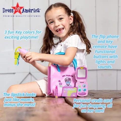Dress Up America Toddler Purse for Pretend Play - My First Purse - Dress Up Purse Toy with Accessories