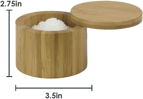 Home Basics Bamboo Swivel Salt Box with Magnetic Lid, Natural Honey (1 Tier)