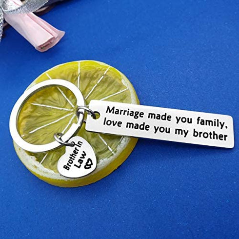 Brother in Law Gift Keychain Marriage Made Us Family Love Made You My Brother Keychain Brother of The Bride keychain Wedding Birthday Christmas Thanksgiving Day Gift for Brother in Law