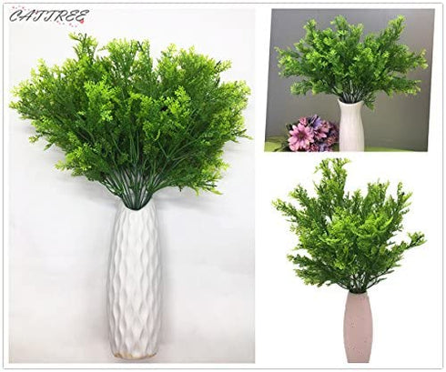 CATTREE Artificial Shrubs Bushes, Plastic Fern Leaves Simulation Faux Grass Realistic Fake Plants Wedding Indoor Outdoor Home Garden Verandah Kitchen Table Centerpieces Arrangements Decoration 4 pcs